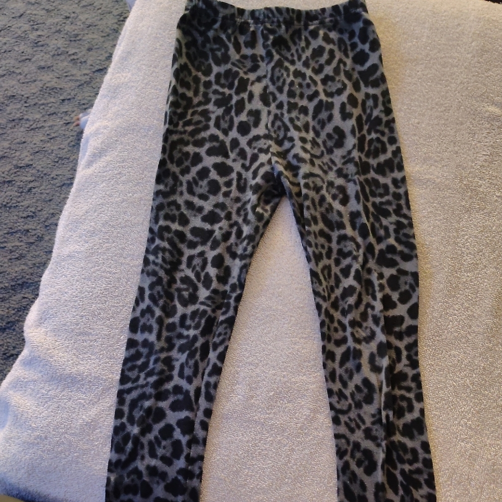 Grey Leopard Print Full-Length Leggings with Stretch
